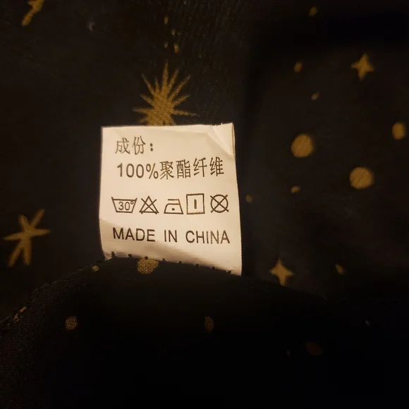 SOLD Black Sheer Gold Astrology Constellation Print Bell Sleeved Kimono Sz M - Picture 9 of 10